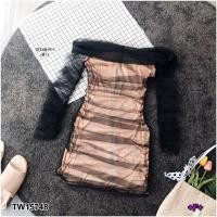ราคา 15748 เดรสสั้น เปิดไหล่ แขนยาว ชุดสีชมพู ผ้ามุ้ง มินิเดรส เสื้อผ้าแฟชั่น ชุดออกงาน ชุดเที่ยว (16980266144)