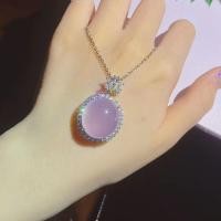 ราคา หินคาลซิโดนีธรรมชาติ Jadeite ไข่หยกน้ำแข็งสีม่วงจี้สร้อยคอหยกที่เรียบง่าย (17237048564)