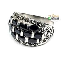 ราคา แหวนนิล แหวนเงินแท้ รมดำ พลอยนิล cz YTG 10116 (17781490865)