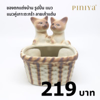 ราคา Piniya กระถาง กระถางต้นไม้ กระถางแคคตัส กระถางเซรามิก ต้นไม้ แคคตัส เซรามิค รุ่น แมวคู่เกาะตะกร้า (428850956)