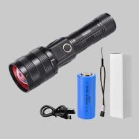 ราคา ไฟฉายเลเซอร์สีขาวระยะไกลไฟฉายแสงจ้าระยะยาวชนิด C ชาร์จเร็ว Telescopic Zoom ปืนเหล็กขนาดเล็กไฟฉาย Istf (19648671937)