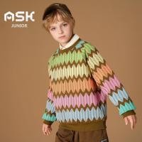 ราคา ASK JUNIOR เด็กชายอายุ4 15ปีลายคลื่นสีรุ้งแบบลำลองทั่วพิมพ์เสื้อสวมหัวเสื้อ (21390338369)