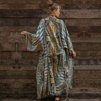 ราคา Bohemian Printed Bikini Cover ups Elegant Self Belted Kimono Dress Tunic Women Plus Size Beach Wear Swim Suit Cover Up Q1228 (11312338813)