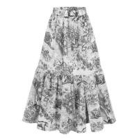 ราคา Summer Elastic Waist A Line White Skirt Knee Length Pleated Fashion Refreshing Chiffon Beautiful Pattern Women Skirts Famous Des (15024420049)