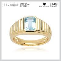 ราคา Gemondo แหวนผู้ชายเงินแท้ 925 ชุบทอง 18K ประดับโทแพซ Blue Topaz ทรงแปดเหลี่ยมสไตล์วินเทจ แหวนพลอยผู้ชาย แหวนพลอยใส (15256148721)