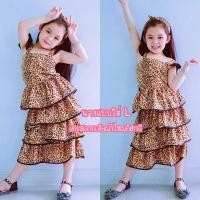 ราคา เดรสลายเสือผ้าไหมอิตาลีกระโปรงชั้นๆกุ๊นสีดำ (21345763600)