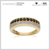 ราคา Gemondo แหวนเงินแท้ 925 ชุบทองสี 18K ประดับไพลิน และเพชร เรียงแถวครึ่งวงกลม ดีไซน์คลาสสิค เหมาะสำหรับใส่ติดมือในชีวิตประจำวัน แหวนคู่ (930144114)