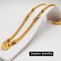 ราคา Inspire Jewelry สร้อยคอ ลายบล็อคต่อห่วงใส่พระได้สามองค์ ยาว 24นิ้ว งานลงยาลายไทย ตามแบบร้านเพชรร้านทอง ปราณีตมาก งานแฟชั่น Inspire Jewelry gold Plated เพชรพลอย gold necklace สร้อยคอทอง สังวาลย์ทอง Ins