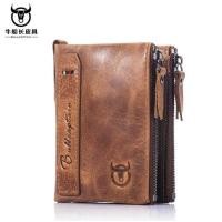 ราคา BULLCAPTAIN วินเทจพับยี่ห้อหนังผู้ชายกระเป๋าสตางค์ Cowhide ซิปกระเป๋าสตางค์เงินสั้น H ASP ผู้ถือบัตรกระเป๋าเงินเหรียญขนาดเล็ก (15086649202)