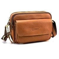 ราคา Chinatown Leather กระเป๋าสะพายผู้ชาย หนังวัวแท้ซิปหน้า สีน้ำตาล แนวนอน (16374917975)