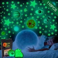 ราคา Luminous Solar System Nine Planets Stars สติ๊กเกอร์ติดผนัง เรืองแสง Moon สติ๊กเกอร์ติดผนัง 3D Star Glow In The Dark Wall Decal (16820631334)