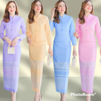 ราคา ชุดไทยจิตรลดา ชุดset 2ชิ้นเสื้อ ผ้าถุงสำเร็จทรงจิตรลดา ผ้าไหมญี่ปุ่นลายไทย ชุดทำงาน ชุดทำบุญในโอกาสต่างๆ งานแต่ง งานบวช size S 3XL (21029701654)