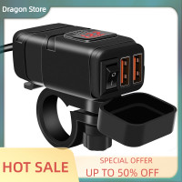 ราคา Dragon Dual QC 3 0อุปกรณ์เสริมสำหรับรถจักรยานยนต์ USB motorbike USB Digital voltmeter ADAPTER (20917138979)