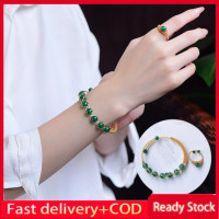 ราคา ลดกระหน่ำ สร้อยข้อมือหินโมราเขียวธรรมชาติ18K สร้อยข้อมือชุดเครื่องประดับกำไลข้อมือสวยๆและกำไลข้อมือหยกสีเขียวสำหรับผู้หญิงแหวนแบบปรับขนาดได้เครื่องประดับจี้ลูกปัดของขวัญสำหรับผู้หญิง (15714596068)