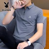 ราคา PLAYBOY เสื้อโปโลลำลองผู้ชายแฟชั่นคอปกธุรกิจแขนสั้นลายทางแขนสั้น M 4XL (19764725493)