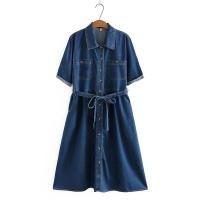 ราคา มีไซส์ใหญ่ Plus Size Womens Thin Denim Dress Short Sleeve A line Summer Dresses Oversized Button Up Vintage Vestidos (14416092178)