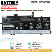 ราคา ประกัน 1 ปี ส่งฟรี Lenovo แบตเตอรี่ ThinkPad X1 Carbon Gen7 X1 YOGA Gen4 Series L18C4P71 ของแท้ (20023993259)