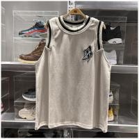 ราคา ฤดูร้อนไซส์ใหญ่300กก ชายกีฬาอเมริกันตัวอักษรปักลำลองหลวมเสื้อยืดเสื้อยืดแขนกุดเสื้อกั๊ก (21358219290)