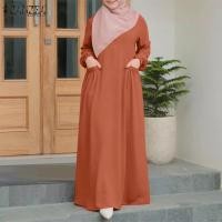 ราคา ZANZEA ชุดเดรสยาวสำหรับมุสลิมเดรสแม็กซี่คอกลมแฟชั่นสไตล์มุสลิม (20918309983)