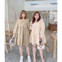 ราคา ชุดเดรสสาวอวบ คอปก ผ้าฝ้ายลินิน (17020967581)