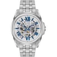 ราคา Bulova Mens Classic Sutton 3 Hand 21 Jewel Automatic Watch 42 Hour Power Reserve Skeleton Dial Luminous Hands 100M Water Resistant 43mm Stainless Blue Accents (20600629271)