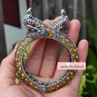 ราคา กำไลข้อมือ กำไลพญานาคสีเหลือง ประดับพลอยทั้งวง สองเศียรประกบปรับไลน์ได้ (12638804304)