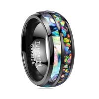 ราคา BONLAVIE Tungsten Carbide Ring New Fashion Hot Men Rings Electroplated Black Inlaid Shells Opal Dome Comfort Fit (697008087)