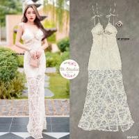 ราคา BT studio 09 9117 เดรสสายเดี่ยวสายผูกผ้าลูกไม้สีครีม (19565458419)
