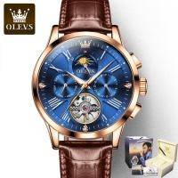 ราคา OLEVS 9912 Waterproof Genuine Leather Strap Watch For Men Full automatic Business Automatic Mechanical Men Wristwatch Luminous (16262249422)