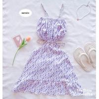 ราคา เดรสสายเดี่ยวเว้าเอวมีเชือกผูก ลายดอกน่ารักมากๆเลยแกร (18862052858)