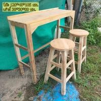 ราคา TH โต๊ะบาร์ทรงสูงงานไม้สักแท้ ขนาด 120 40 สูง 105 ซม พร้อมเก้าอี้ งานดิบ ยังไม่ทำสี (20940582529)