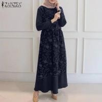 ราคา ZANZEA Muslimah ผู้หญิงมุสลิมอิสลาม Abaya Kaftan ชุดราตรีงานปาร์ตี้เสื้อแม๊กซี่เชิ้ต (7214962111)
