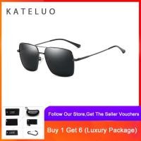 ราคา Kateluo ยี่ห้อวินเทจบุรุษแว่นกันแดด UV400 แก้วเลนส์แว่นตาอาทิตย์สแควร์ขับรถแว่นตาแว่นตาสำหรับผู้ชาย 98015 (2474260569)