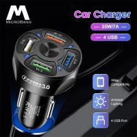 ราคา MicroBang 35W Quick Charge 3 0 2 1 USB Car Fast Charger สำหรับ Xiaomi Huawei Samsung Super Charge Power Delivery Quick Charge Adapter รองรับ12V 24V รถ (15216359084)