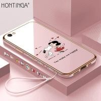 ราคา Hontinga เคสโทรศัพท์ Vivo V5 V5 Lite V5Sเคสแฟชั่นลายการ์ตูนสุนัขสุดหรูทำจากโครเมี่ยมเคสโทรศัพท์แบบสี่เหลี่ยม TPU นิ่มป้องกันกล้องเคสยางกันรอยสำหรับเด็กผู้หญิง (11177269664)