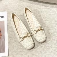 ราคา นักร้องหนังแท้รองเท้าผู้หญิงส้นเตี้ยปากตื้นรองเท้าลำลองรองเท้าสคูปทำงานพื้นนิ่ม (19842816910)