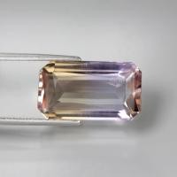 ราคา 10 ct พลอยแท้ เนื้ออ่อน อเมทริน Ametrine สี่เหลี่ยมมุมตัด สีม่วง เหลือง (21028555603)