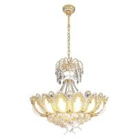 ราคา D2H โคมไฟระย้า ไฟช่อโซ่สีทองกลีบบัว คริสตัล ขั้ว E14 รุ่น WL 11145 600EL KG (402561585)