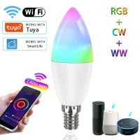 ราคา โคมไฟอัจฉริยะ Wi Fi 4ชิ้นหลอดไฟ LED E14เทียน Alexa หลอดไฟ RGB 110V 220V หรี่แสงได้แอปพลิเคชั่นเสียง Google Home (21358371487)