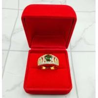 ราคา แหวนสีทองพลอยเขียวส่องล้อมเพชร งานปราณีตสวยมาก 8 8 5 US 57 58 N1328 (3840842440)