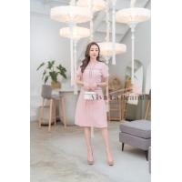 ราคา V001 เดรสผ้าชาแนล ผ้าทวีต ตกแต่งช่องคอ luxury ผ้าสวยนุ่ม ลุคคุณหนูสุดๆ (12796684164)