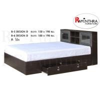 ราคา Raminthra Furniture เตียงนอน 6ฟุต บานเลื่อน ที่นอนสปริง 6ฟุต QC สีโอ๊ค Bed (1450710280)