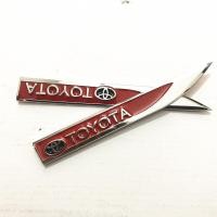 ราคา 2pcs โลหะ Toyota รถ Trunk Fender ป้ายสัญลักษณ์สติกเกอร์รูปลอก JDM สีดำ สีแดง (15068646530)
