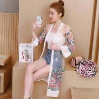 ราคา เสื้อคลุมเกาหลี ผ้าชีฟอง สวมใส่สบาย พริ้วๆ ชิลๆ แฟชั่น เสื้อคลุม เสื้อคลุมซีทรูปักลายดอกสวยๆแขนยาว ใส่ได้ทุกโอกาส (5564630392)