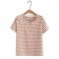 ราคา มีไซส์ใหญ่ Plus Size XL 4XL Womens Short Sleeve Striped Summer Shirts Oversized Fashion V neck Female Tops (19498016245)