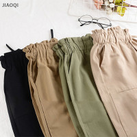 ราคา JIAOQI Palazo กางเกงขากว้างทรงหลวมเอวยางยืดผ้าฝ้ายสำหรับผู้หญิงผ้าลินิน (19662095480)