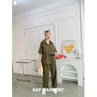 ราคา ชุดเซ็ตผ้าลินิน เสื้อแขนสั้น กางเกงขายาว เสื้อใส่ทำงาน (19841768789)