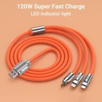 ราคา สายชาร์จเร็ว 3หัว Fast Charge LED 3 in 1 OD6 0หนา สายซิลิโคน Quick Charge สายชาร์จ (20585843168)