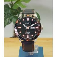 ราคา นาฬิกาผู้ชาย ALBA japan รุ่น AT2045X1 สายหนังแท้ ระบบควอตซ์ หน้าดำ พรายน้ำชัด (21374527599)