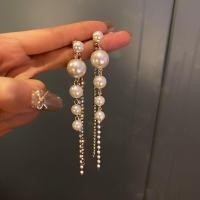 ราคา ต่างหูพู่ไข่มุกเทียมยาวสำหรับผู้หญิงต่างหูระย้าคริสตัลแบบเต็มขอบแบบห้อยเครื่องประดับวินเทจสีทอง (21357388868)